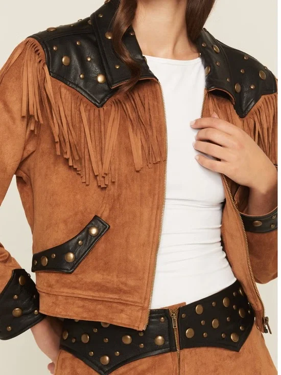 Show Me Your Mumu Tan Suede Fringe Jacket - Picture 3 of 4